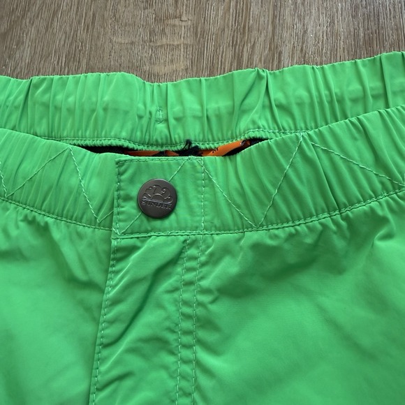SUNDEK Swim Shorts Men Medium Bright Neon Green Athletic Trunks Pockets - Picture 3 of 7